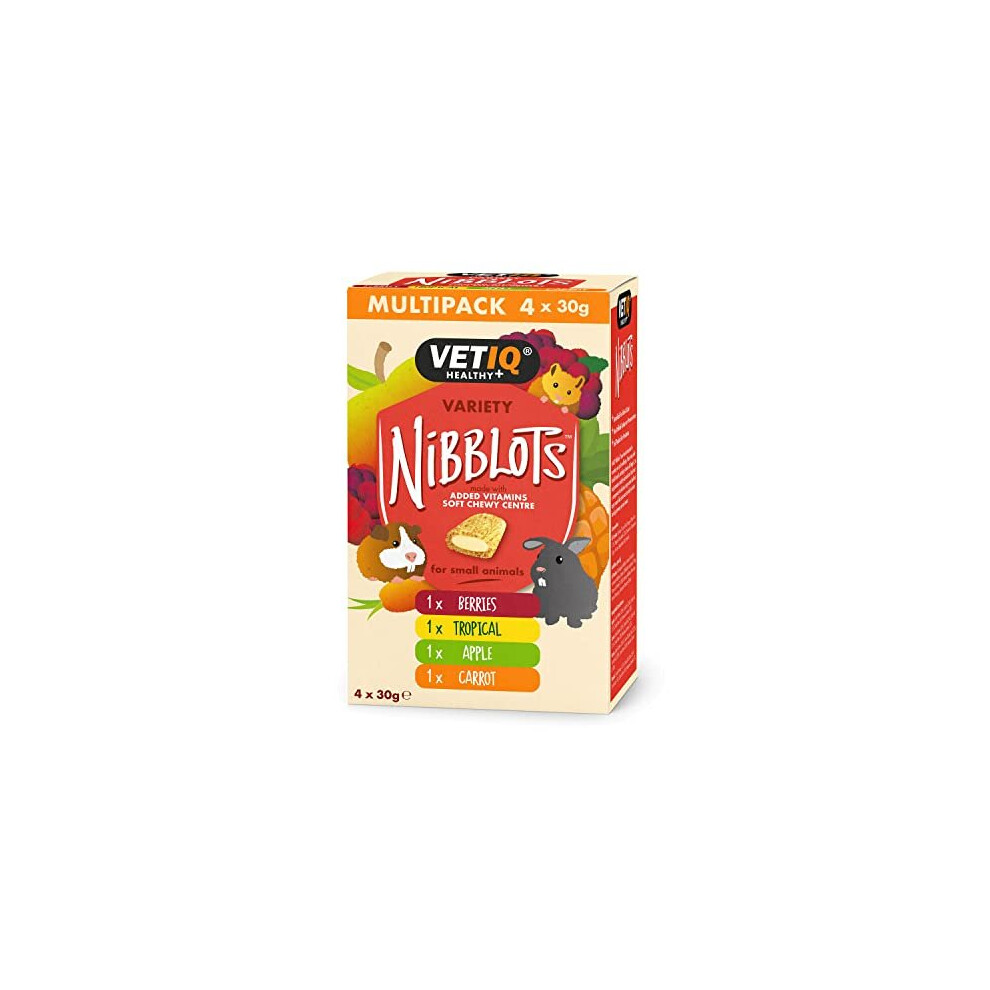 Nibblots For Small Animals Variety Pack, 4x30g, Rabbit, Hamster and Guinea Pig Treats with Omega 3 Vitamins & Rosemary Extract