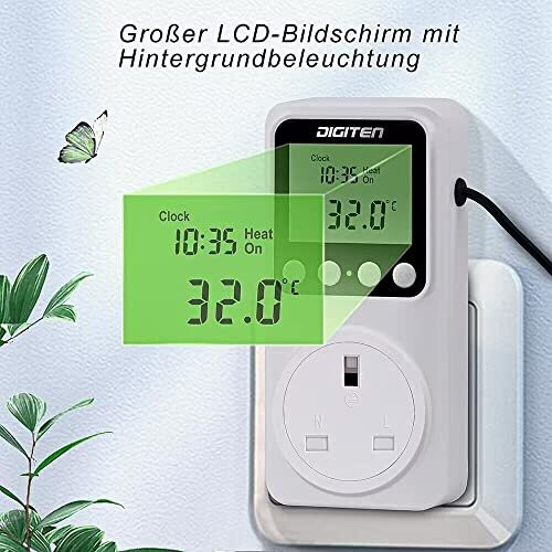Digital Day-Night Thermostat, 15A Day-Night Temperature Controller, Support Heating/Cooling Mode, Clock Function, / Plug-in Outlet Timer 2