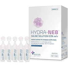 Hydra-Neb Isotonic Saline Solution 0.9% - Inhalation Solution for Nebuliser – Reduce Mucus (20 x 2.5ml) - Nebuliser Saline Solution
