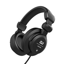 RDJ V55 DJ Monitoring Headphones, 50mm Driver for Extended Response & Closed Back Design 2.5 Meters Coiled Cable, 6.35mm Plug Adapter for Mixing and