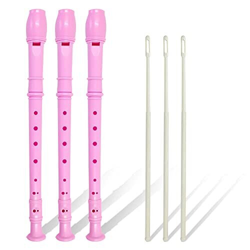 Auteey 8 Hole German Style Descant Soprano Recorder For Beginners, Kids Recorder Music Flute With Gift Case Bag Cleaning Rod (Crystal Green