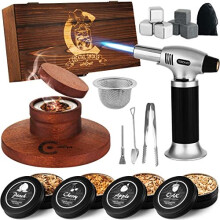 cuteSpot Cocktail Smoker Kit with Torch - Whiskey & Bourbon Infuser Set with Smoker Box, 4 Wood Chips & Accessories