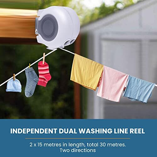 Retractable Washing Line for Outdoor Heavy Duty Double Clothes Line Indoor Extendable Pull