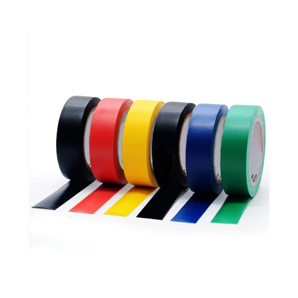 fiXte Multi Coloured Electrical Tape 6 Pcs â 19 mm x 8 m Vinyl PVC Insulation Tape Electrical, Strong Adhesive, Waterproof Electric Tape for