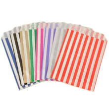 | 100x Striped Candy Paper Bags for Sweet Flavour Buffet Wedding Cake Gift Shop, Kids Party | Dimension: 5x7'' (Assorted)