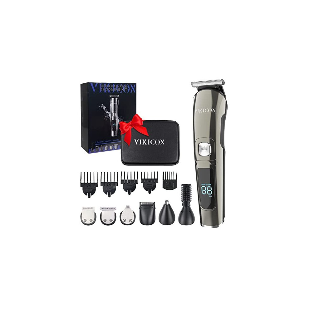 Beard Trimmer Men, All in 1 Mens Grooming Kits, IPX7 Waterproof Rechargeable Male Hair Trimmers for Nose Mustache Face Body, Electric Razor Shavers