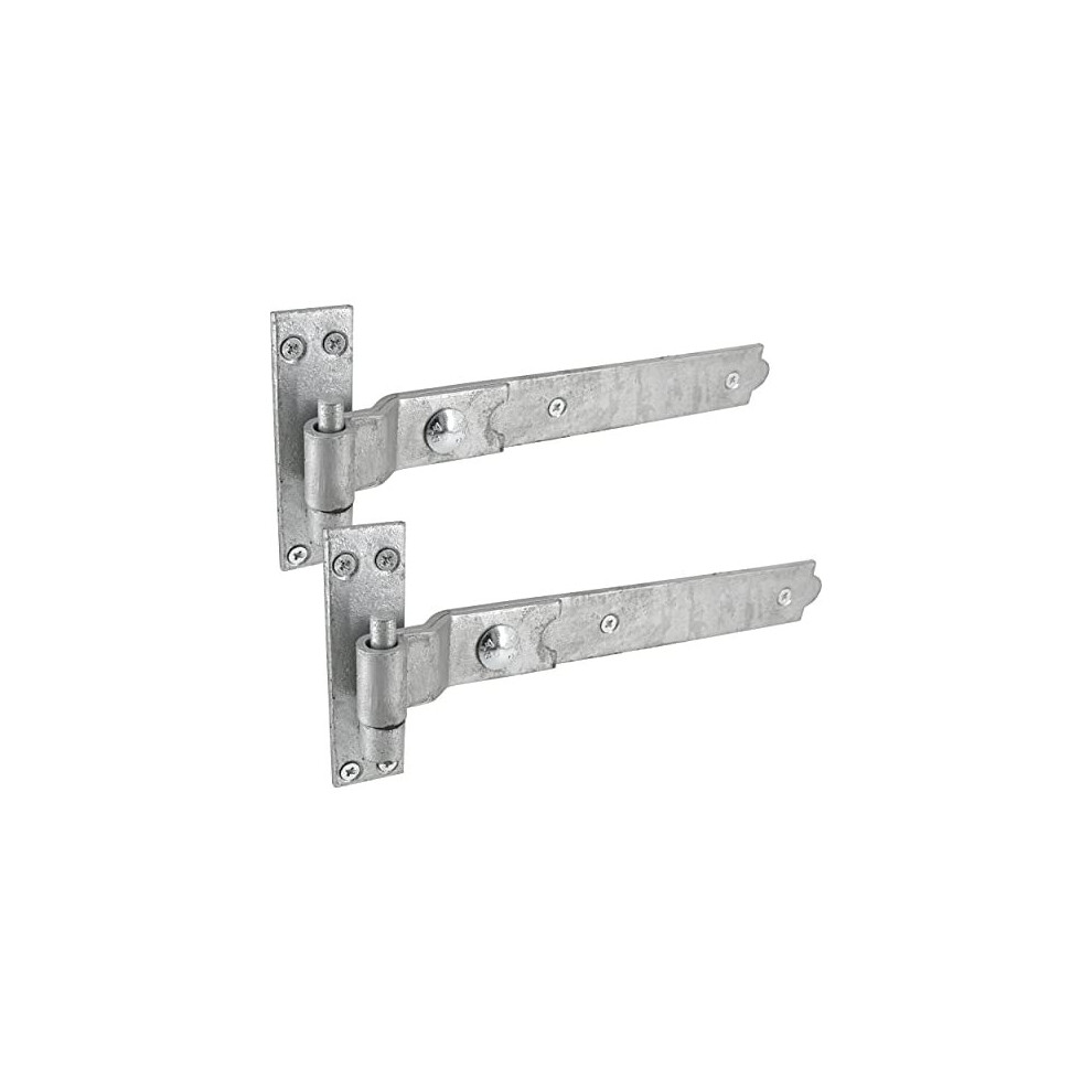 Irontite Cranked Galvanised Gate Hinges Heavy Duty 300Mm (12"), Hook And Band Gate Hinges For Wooden Gates. Cranked Hinges With Fixings Included. 5060848550919