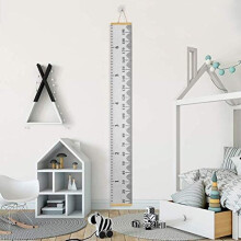 Baby Growth Chart, Nursery Height Charts for Kids, Canvas Wall Hanging Rulers Height Measuring Rulers for Kids Boys Girls, 200cm x 20cm(Grey)
