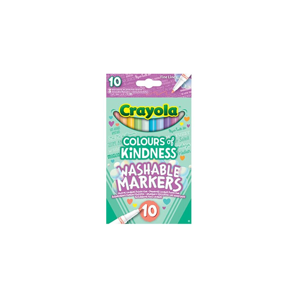 Colours of Kindness Washable Fine Line Markers - Assorted Colours (Pack of 10) | Colours That Represent Good Feelings | Ideal for Kids Aged 3+