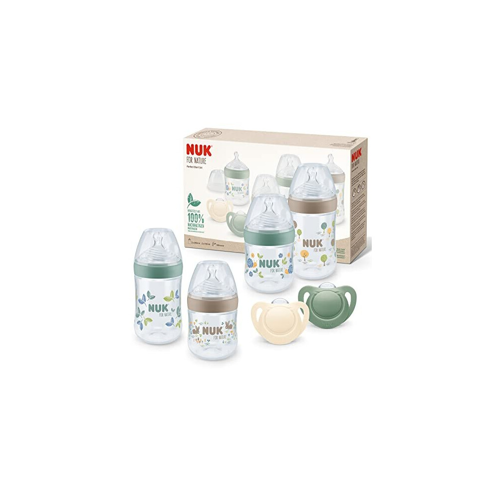 for Nature Perfect Start Baby Bottle & Dummy Set, 0-6 Months, 100% Natural Raw Materials, 4 x Bottles (150 ml & 260 ml), 2 x Silicone Soothers,