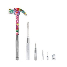 6 in 1 Hammer & Screwdriver Tool Multitool Set Claw Hammer with Anti-Slip Grip Handle Slotted/Flat Head Phillips Screwdriver Nail Puller Best Gift for