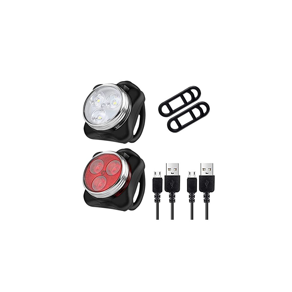 RUTZ Bike Light Set, Super Bright USB Rechargeable Bicycle Lights, Waterproof Mountain Road Bike Lights Rechargeable, Safety & Easy Mount LED Cycle