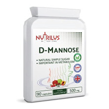 D-Mannose 90 Capsules - 500-1000 mg per Serving - Pure Extract - Vegan - UK Made - Supports Urinary Tract & Bladder Health