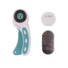 45mm Rotary Cutter & 5 Spare Blades, Ergonomic Handle with Safety Lock, Left & Right-Handed Fabric, Leather, Crafting, Sewing, Quilting, Fabric Rotary