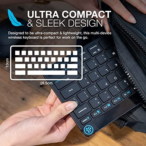 JLab Go Wireless Keyboard - Small Bluetooth Keyboard, USB Dongle & Bluetooth Multi Device Connectivity, Compatible with Apple/Windows/Tablet/iPad/PC/Laptop 2