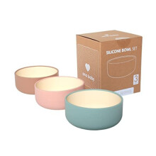 Pack of 3 Silicone Bowls in Pastel Colours, Food Grade Silicone & BPA Free, Perfect for Weaning, Dishwasher & Microwave Safe