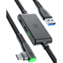 INIU 5m/16ft USB 3.0 to USB-C Link Cable with Separate 18W Charging Port for Meta Quest 2, Pico 4 & SteamVR