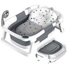 Baby Bathtub Foldable，Baby Bath Essentials Baby Bathtub Newborn to Toddler Portable Travel Multifunctional Baby Bath Tub with Non-Slip Mat, Drain