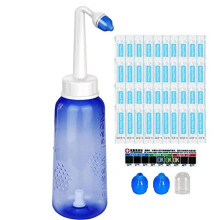 Neti Pot Sinus Rinse, Snykes Nasal Irrigation Nose Cleaner Wash Bottle 300ML, Sinus Rinse Salt 40 Packetsand Thermometer Sticker, Neti Pot Kit for