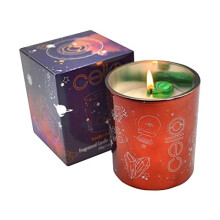Celestial Scented Candle with Malachite Gemstones. A Stunning Metallic Pink Candle with Green Crystals. The Ideal Scented Candles, That are Suitable