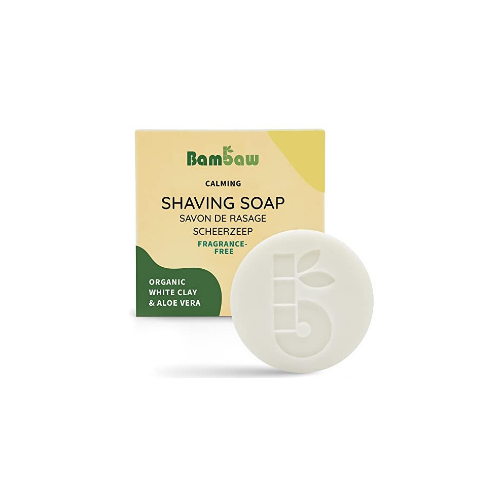 | Shaving Soap Bar | 70g | Organic White Clay & Aloe Vera Shaving Bar | Shaving Soap Sensitive Skin | Eco Soap Bar | Vegan Soap Bar | Fragrance-Free
