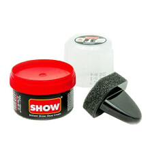 Black Instant Shine Shoe Polish Cream with Sponge for Shoes Boots Bags - Unisex 50ml 1 Unit Polish Cream - Leather Nourishment and Conditioner - Shoe