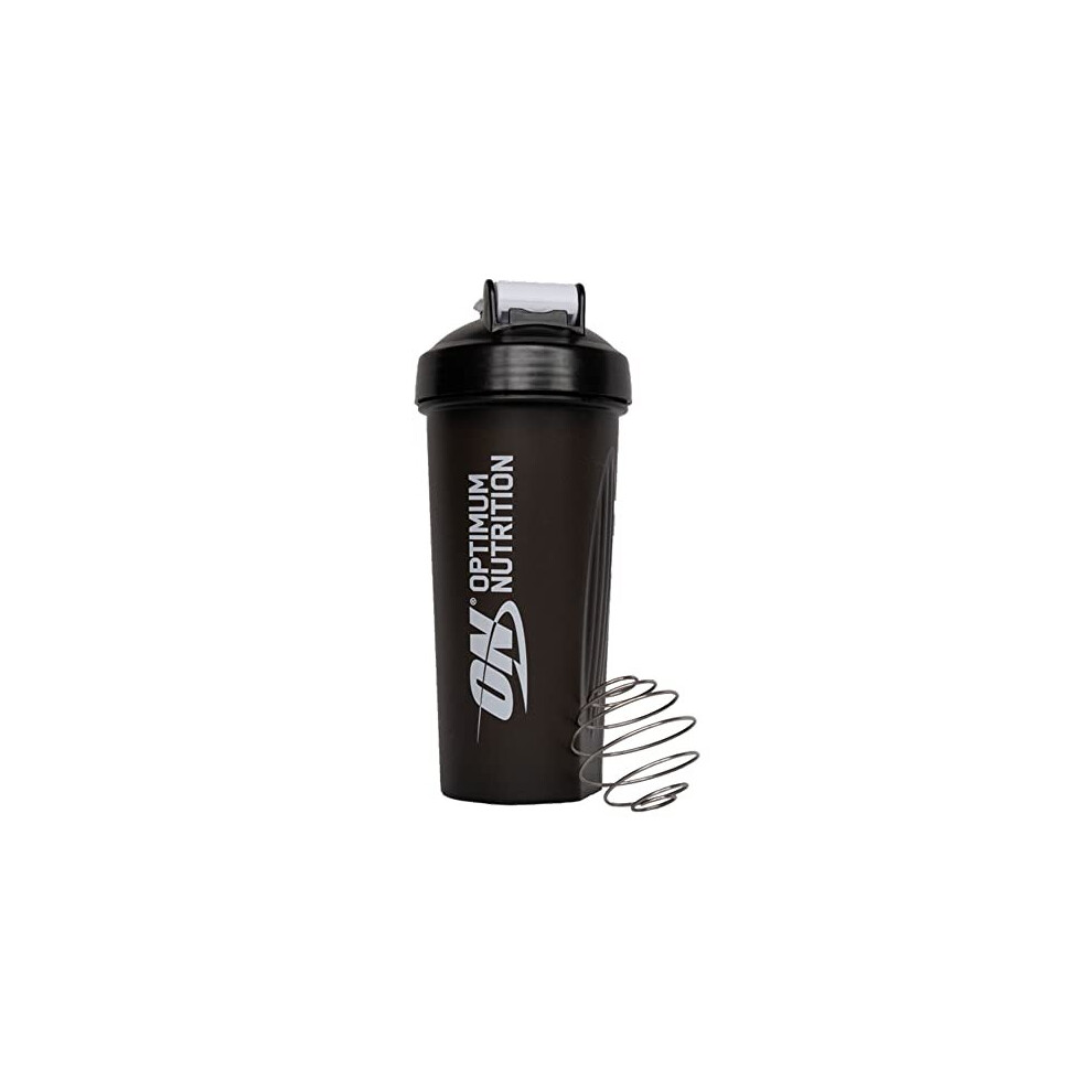 Optimum Nutrition Black On Shaker With Stainless Steel Mixing Ball, Bpa- And Dehp-Free, Dishwasher Safe, 600 Ml