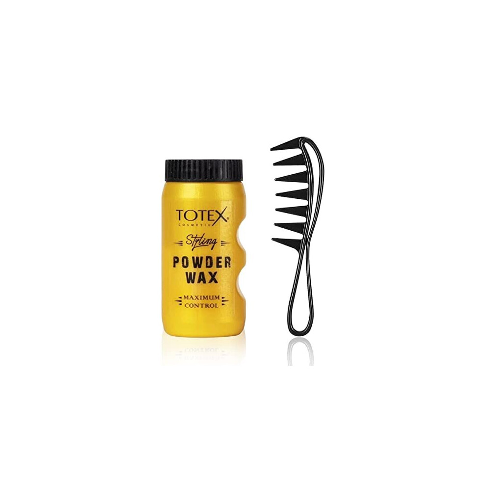 Totex Hair Styling Texturising Powder Wax 20G | Volumizing Thickening Dust Powder | Matt Look + Hair Beard Styling Comb | Flexible | Anti-Static Handle |