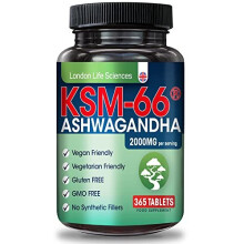 365 Tablets | KSM-66 Ashwagandha | 2000mg | +5% Withanolides | Highest Concentration Vegan Organic Root Extract | Made in UK | London Life Sciences?