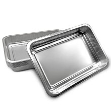 10 Pack - Disposable Aluminium Foil Baking Trays, Smoothwall Tray Bakes, Medium-Sized Containers for Baking, BBQs, Brownies, Cooking, Roasting,