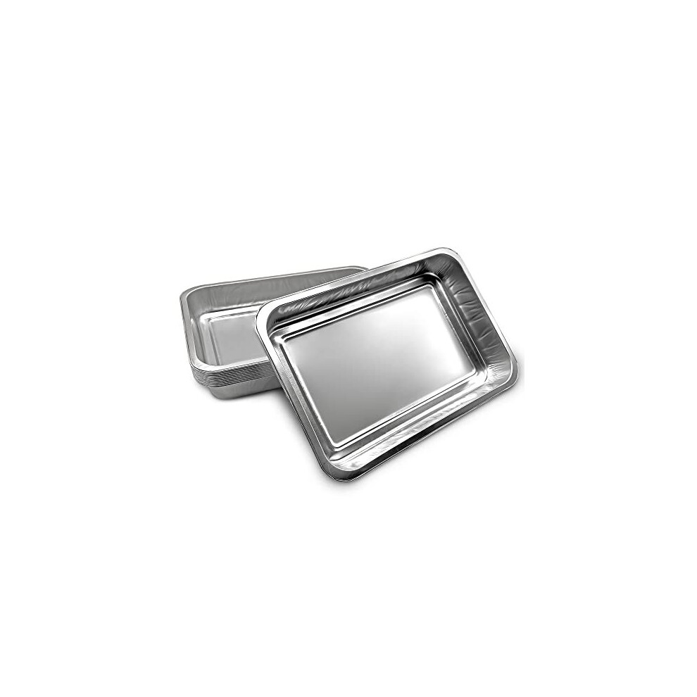 Delahunt Catering Supplies 10 Pack - Disposable Aluminium Foil Baking Trays, Smoothwall Tray Bakes, Medium-Sized Containers For Baking, Bbqs, Brownies, Cooking, Roasting,