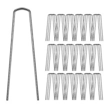 Garden Pegs 50 Heavy-Duty Galvanised Steel Ground Stakes 6" U-Shape Trapezoidal-Head Metal Weed Membrane Pegs Sheet Turf Fake Artificial Grass Pins