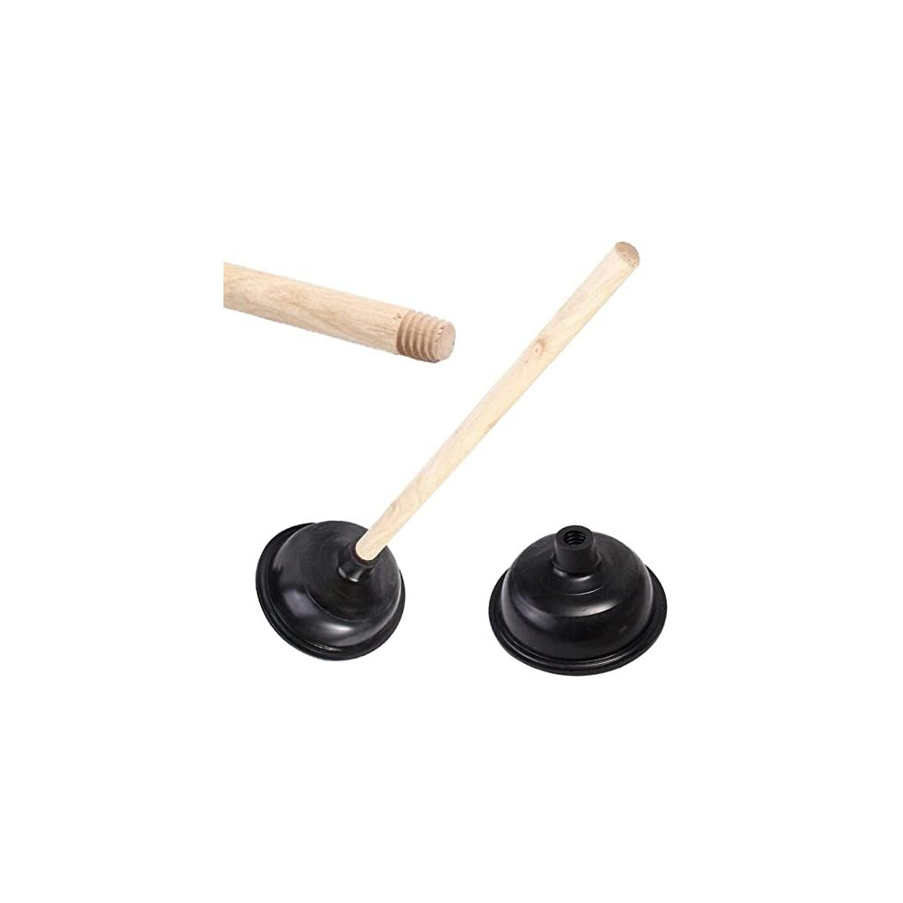 Toilet Plungers and Holders (Pack of 1) - Black Suction Rubber Cup with Wooden Handle - Lightweight Toilet and Sink Plunger - Blockage Cleaner for