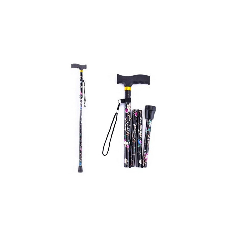 Walking Stick, Easy Adjustable Height Folding Extendable Walking Cane, Lightweight Flexible and Durable Walking Aid Mobility Aid Collapsible Walking