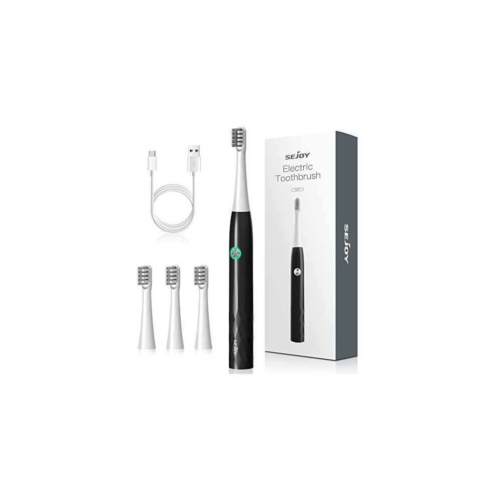 Electric Toothbrush, Rechargeable Power Toothrush with 4 Brush Heads, 3 Modes and 2 Minutes Build in Smart Timer, Electric Toothbrush for Adults and