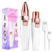 Facial Hair Remover for Women, Eyebrow Trimmer & Face Hair Remover 2 in 1 Face Shavers for Women, Rechargable Electric Women Hair Remover, Hair