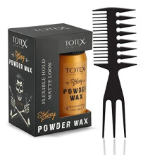 Hair Styling Texturising Powder Wax | Volumizing Thickening Dust Powder Styler | Matt Look 20gr + Hair and Beard Styling Comb No 2 | Flexible |