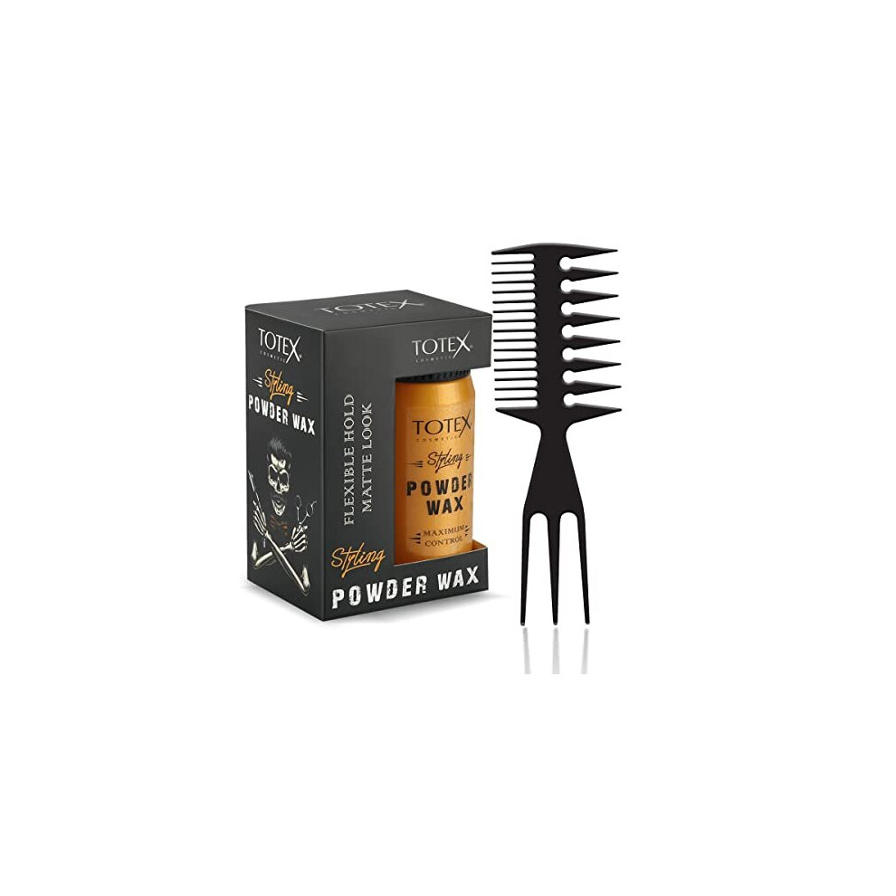 Totex Hair Styling Texturising Powder Wax | Volumizing Thickening Dust Powder Styler | Matt Look 20Gr + Hair And Beard Styling Comb No 2 | Flexible |