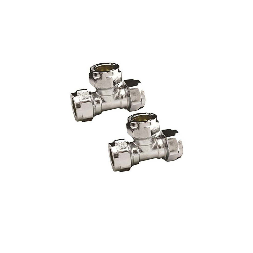 Pipestation 15Mm Chrome Compression Equal Tee | 15Mm Tee Pipe Connectors For Copper Pipe | 15Mm Compression Fitting T Connector | Copper Pipe 5060788751421