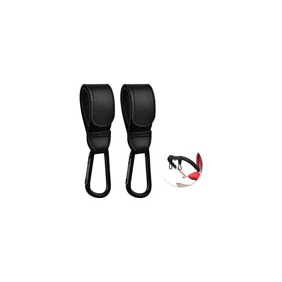 Zsanhua 2 Pcs Baby Bag Clips, Leather Buggy Clips Hooks Pram Clips, Pushchair Clips Baby Stroller Hooks With Sturdy Carabiner And Strong Magic Adhesive For