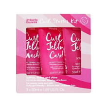 Umberto Giannini Curl Jelly -aloituspakkaus - matkakokoinen Curl Scrunching Jelly Curl Jelly Wash -shampoo ja Curl Jelly Care -hoitoaine