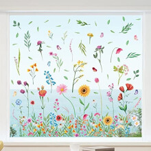 Spring Window Clings Spring Decorations Summer Window Clings Double-Sided Reusable Peel and Stick Removable For Glass Living Room Watercolour