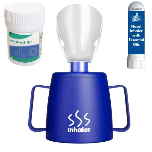 UK Steam Inhaler Cup with Powerful Menthol Crystals and Nasal Stick