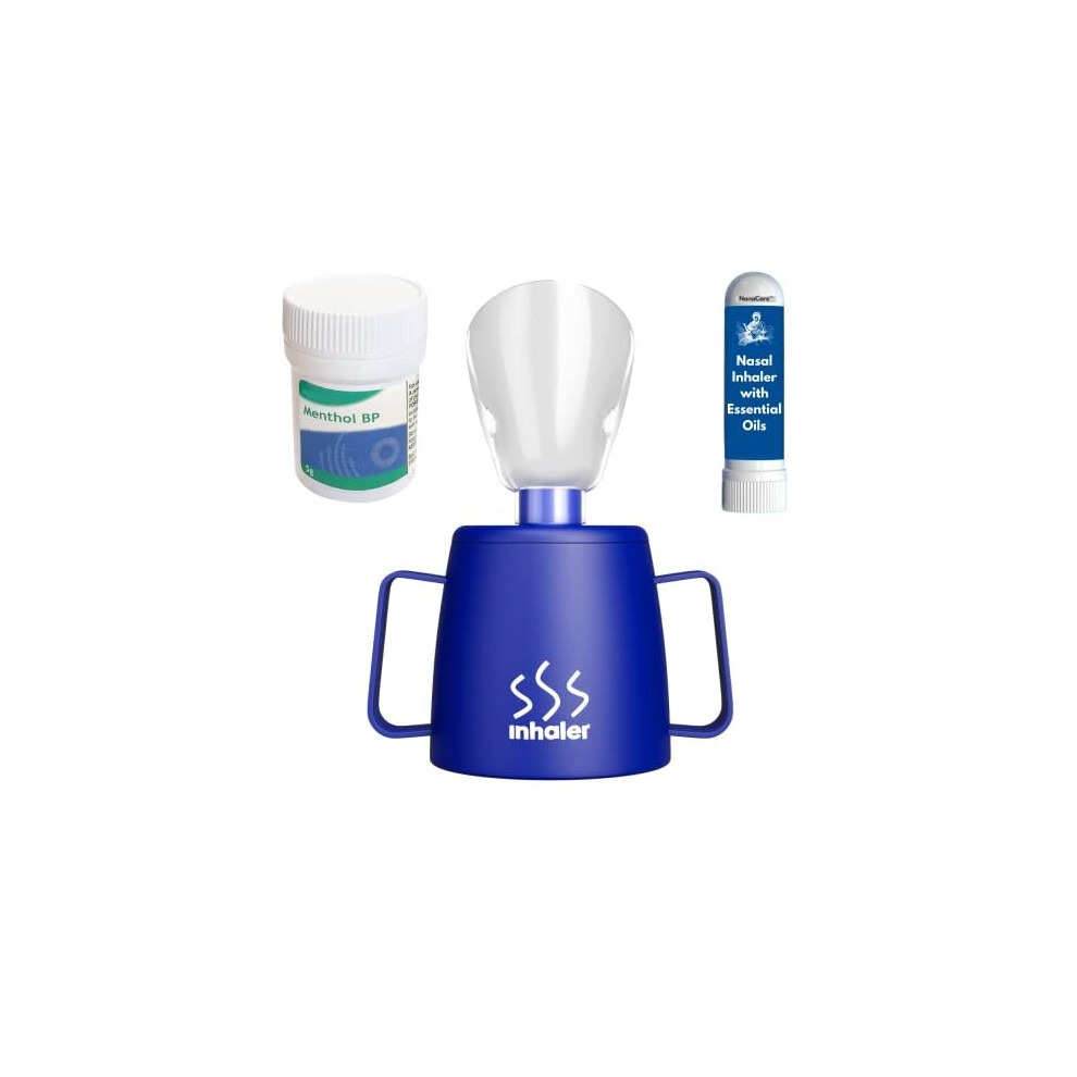 UK Steam Inhaler Cup with Powerful Menthol Crystals and Nasal Stick | The Personal Steam Inhaler Provides Relief from Flu, Colds, Blocked Nose and