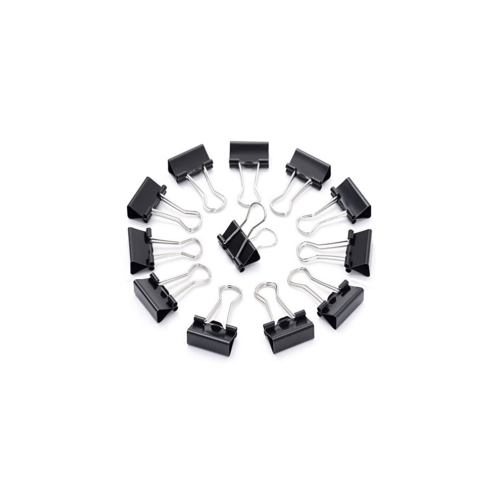 95 Pcs Bulldog Clips, 19mm Small Binder Clips, Black Metal Foldback Clips, Paper Clamps Binder, Paper Clips Clamp for Office, Home, School