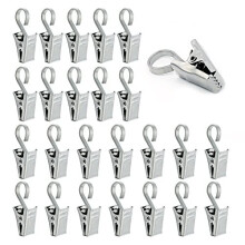 24 Pcs Set of Curtain Clips, Stainless Steel Curtain Hooks, Multi-function Curtain Entrainment Hooks, Bath Curtain Rod Hook Clips, Used to Hang
