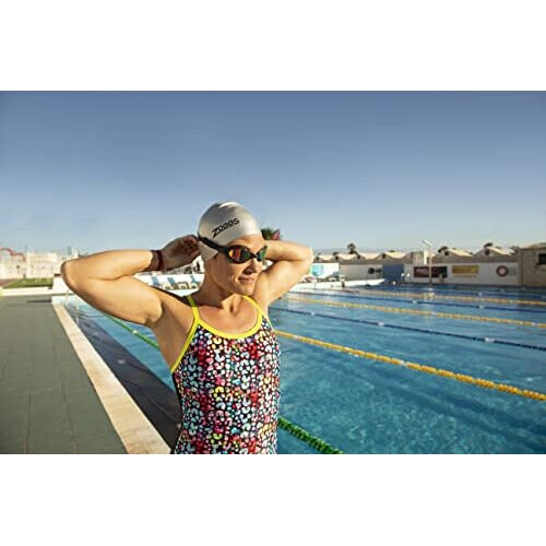Zoggs Unisex Easy-fit Silicone Swimming cap, Silver, Normal UK 1