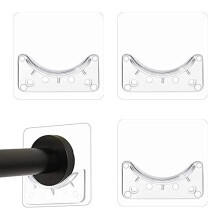 4 Pcs Adhesive Shower Curtain Rod Holder, Adhesive Wall Mounted Shower Curtain Rail Holder, Self Adhesive Rod Mount Retainer for Wall Stick No