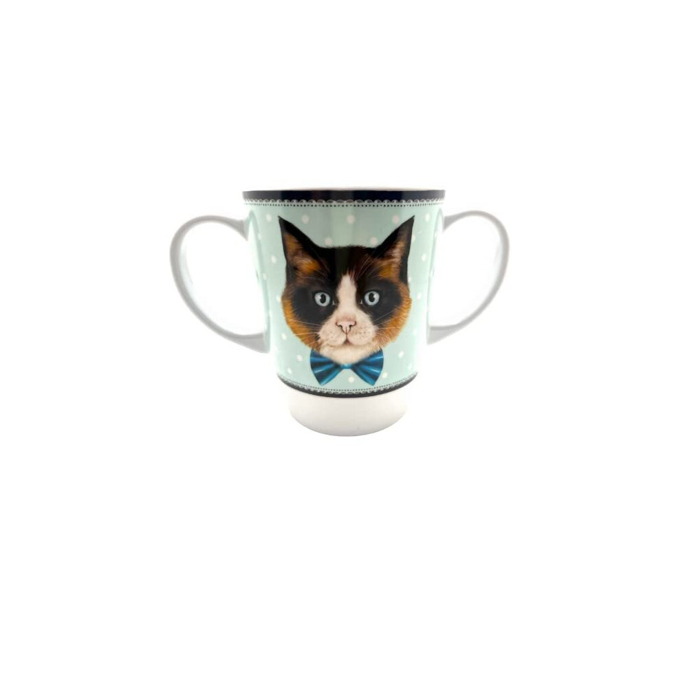 Rosa Lifestyle Cat Two Handled Melamine Mug | Lightweight 126G And 400Ml/ 14Oz Capacity | Drinking Aid Ideal For Dementia, Alzheimer's, Arthritis, Weak Grip, Limited