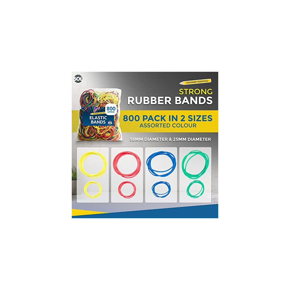 400pk Elastic Bands - Rubber Bands Assorted Sizes - Thick Elastic Bands  Office - Sturdy Strechable Rubber Band Assorted Sizes